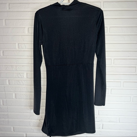 Femme Luxe black long sleeve Bodycon Adjustable Mini Dress, Women’s Size 6 - Picture 4 of 6